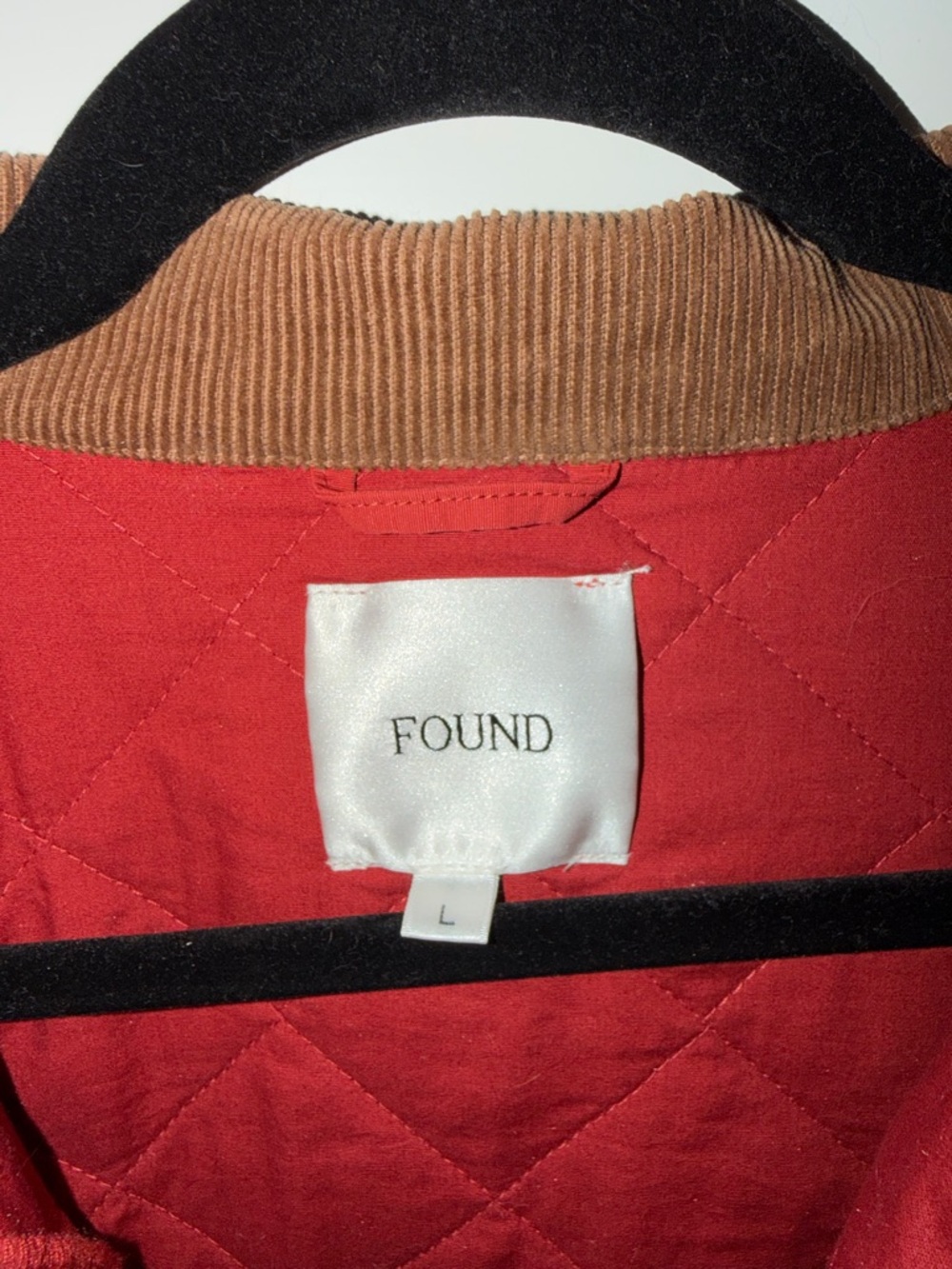 Quilted Patchwork Red Jacket with Corduroy Collar - Picture 7 of 9